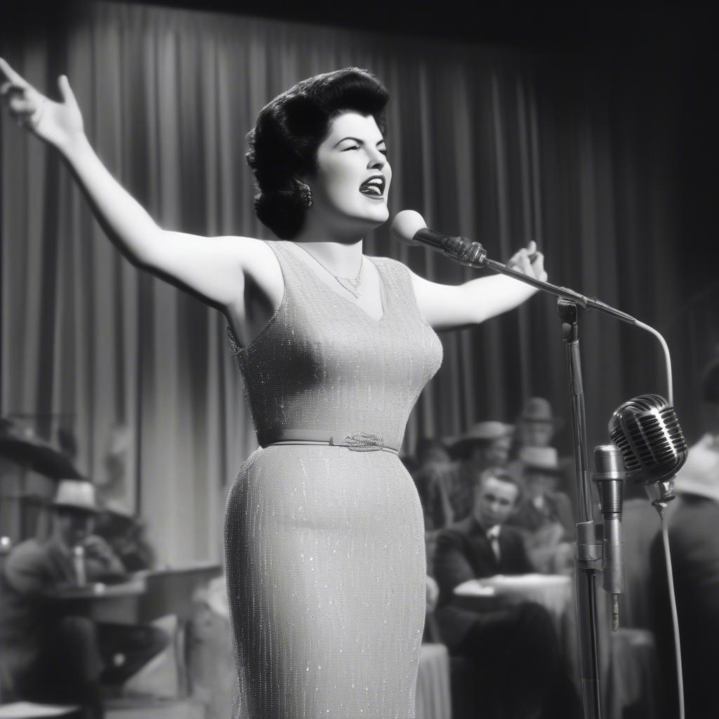 Patsy Cline Performing on Stage in the 1950s