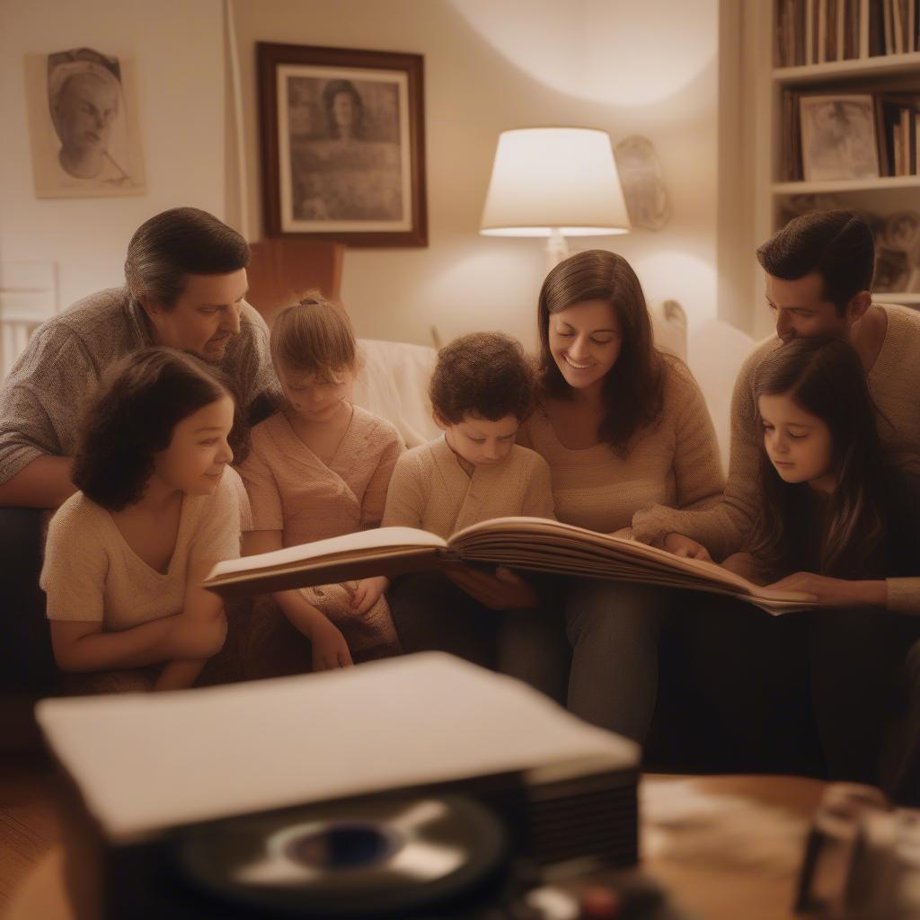 Family Gathering Around a Photo Album