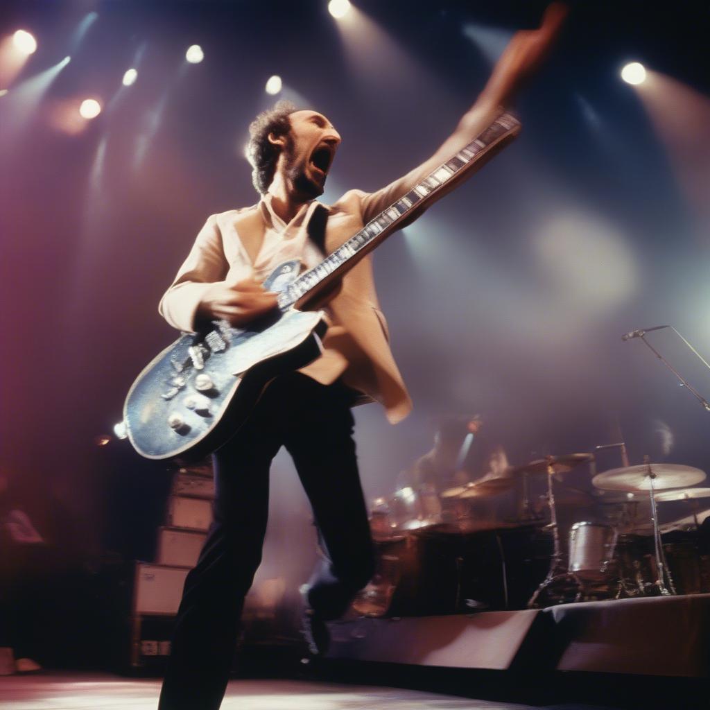 Pete Townshend smashing his guitar