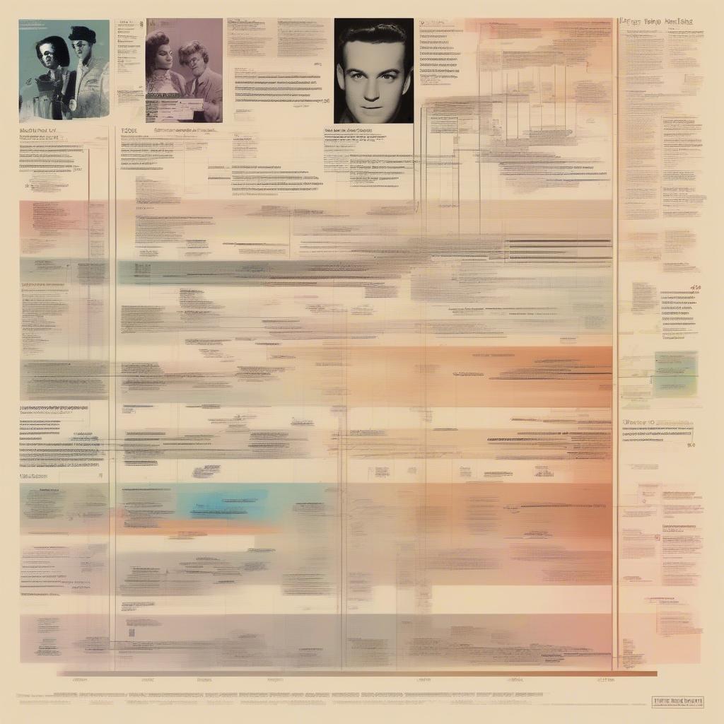 A timeline showing the evolution of pop music from the 50s to today.