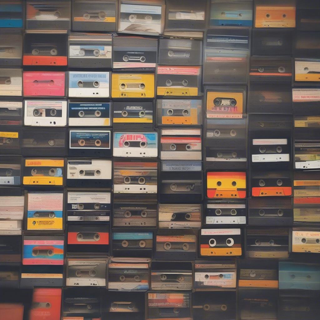 Cassette tapes and vinyl records of popular Hindi songs from 1990