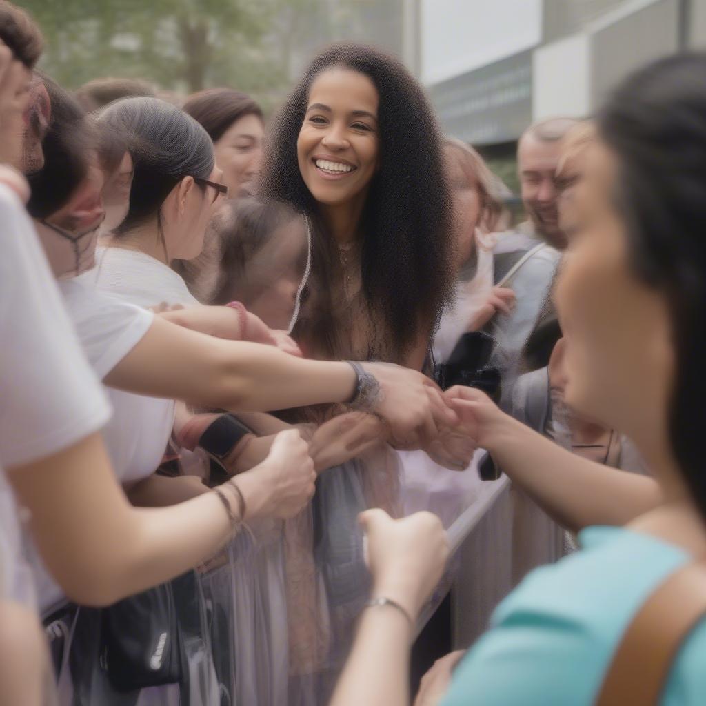 Priscilla Block meeting and interacting with her fans, signing autographs and taking photos.