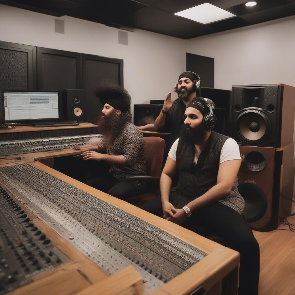 Punjabi Music Artists Recording in a Studio