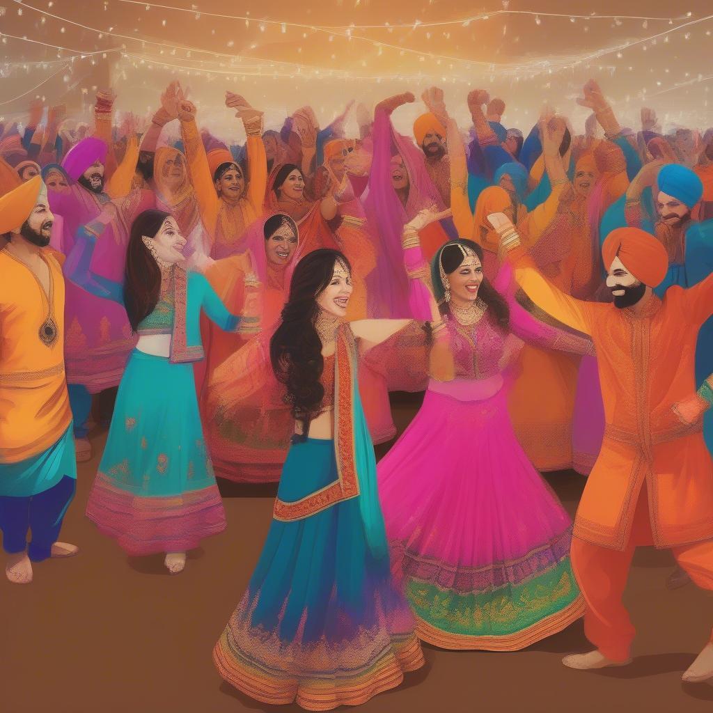 Punjabi Wedding Celebration with Traditional Music and Dance