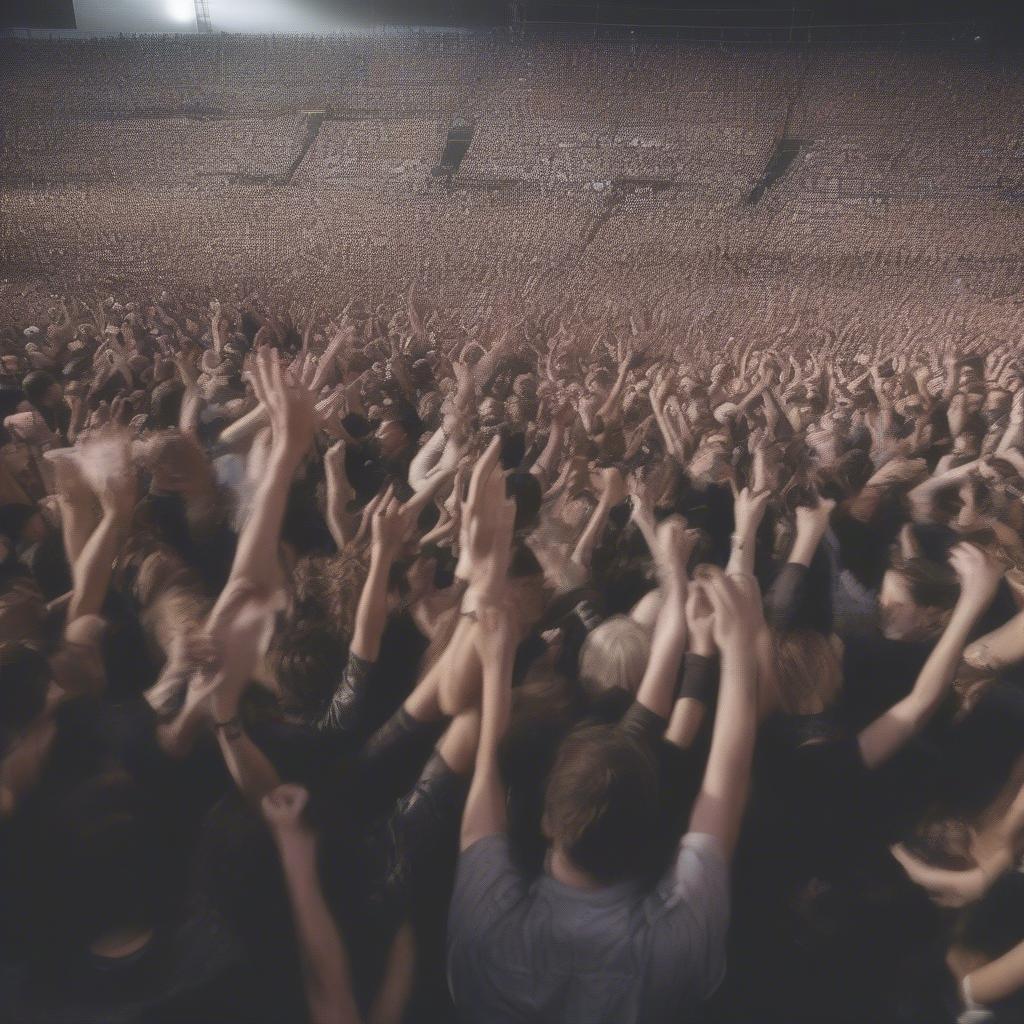 A crowd of fans at a Rise Against concert