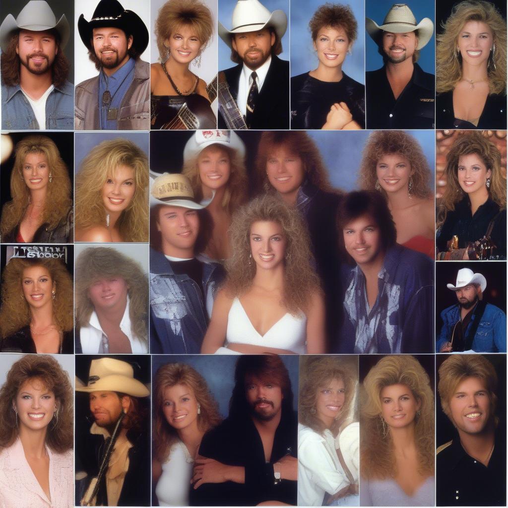 Rising Country Stars of 1993: Images of up-and-coming country music artists from 1993, like Toby Keith and Faith Hill.