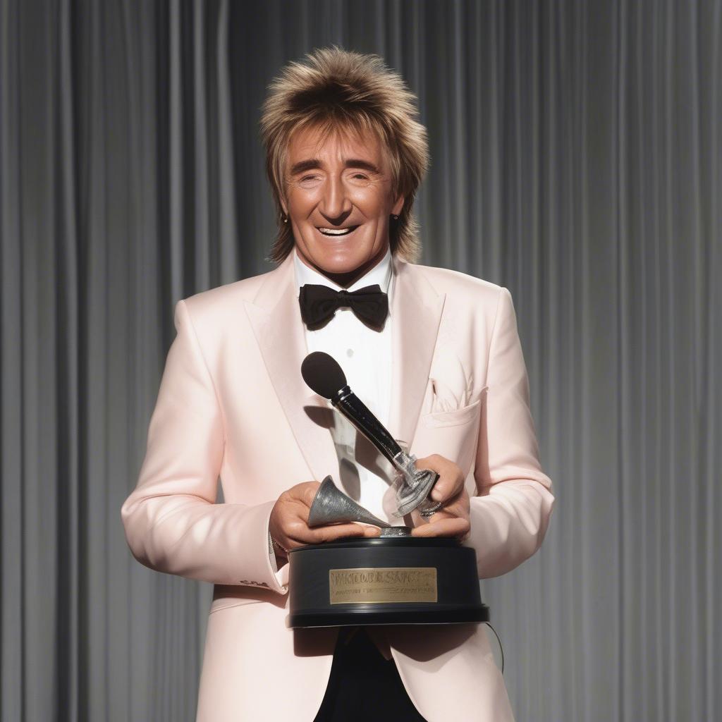 Rod Stewart receiving a music award