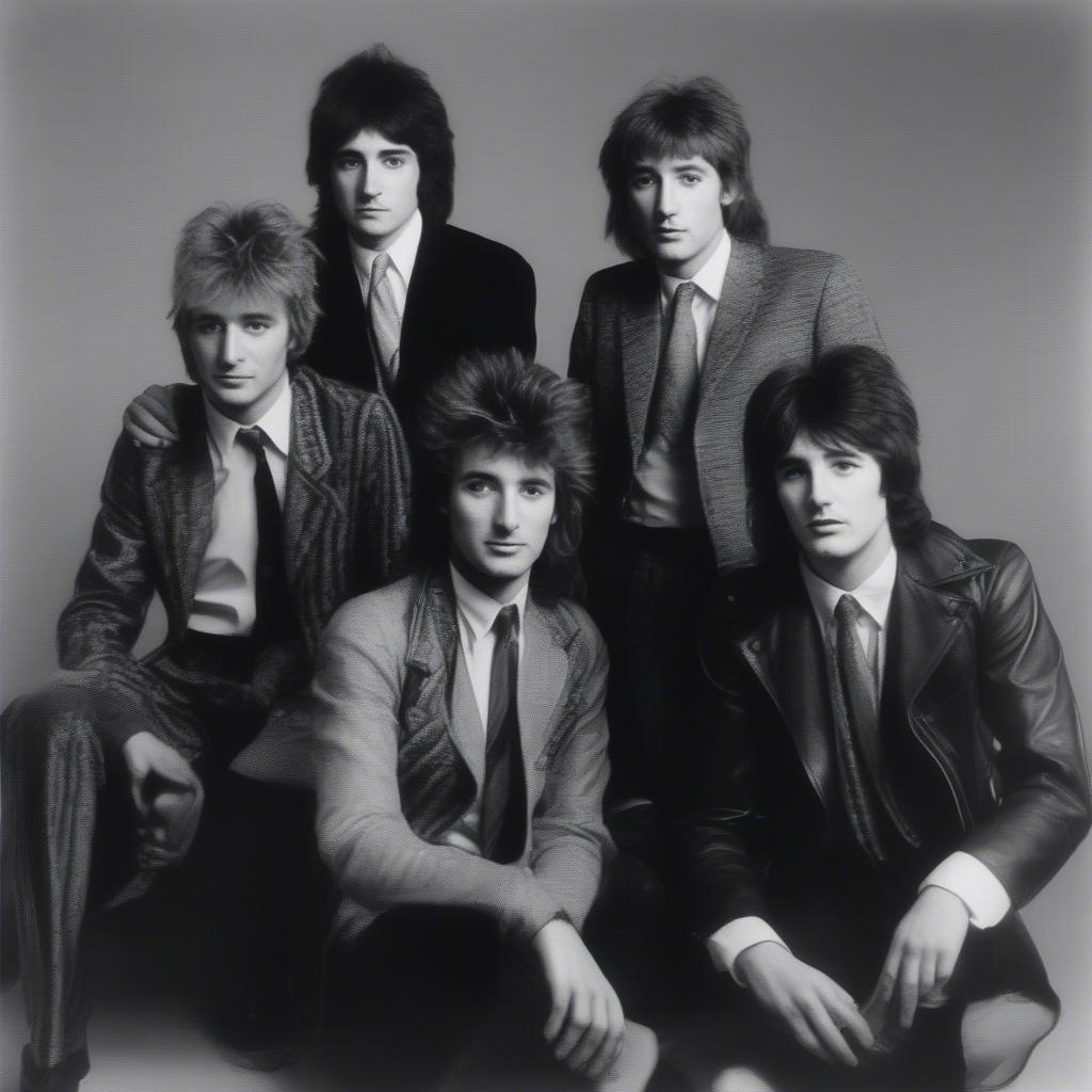 Rod Stewart with The Faces band members