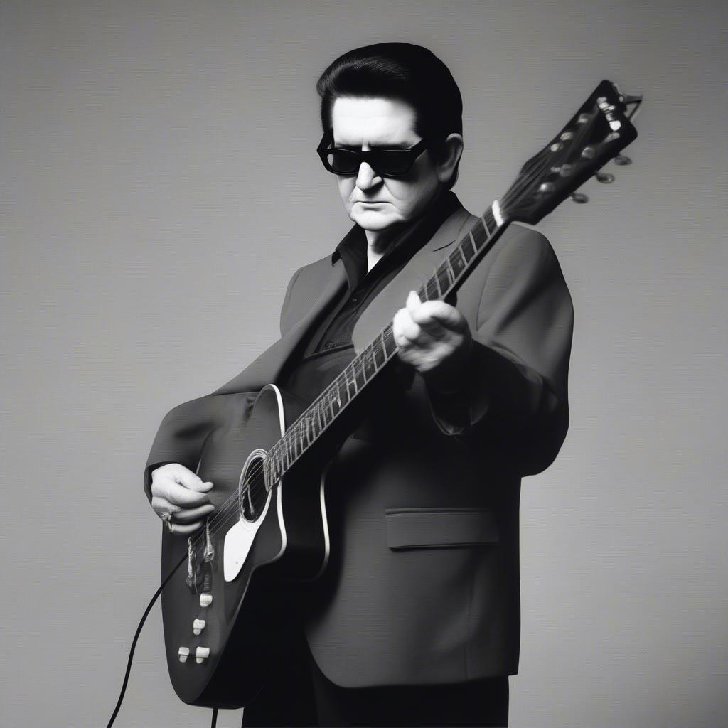 Roy Orbison holding his guitar