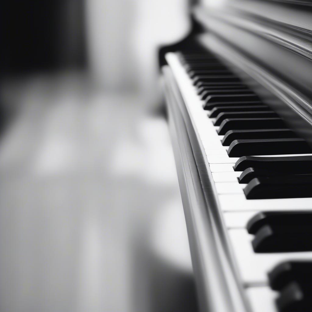 Piano keys in dim light