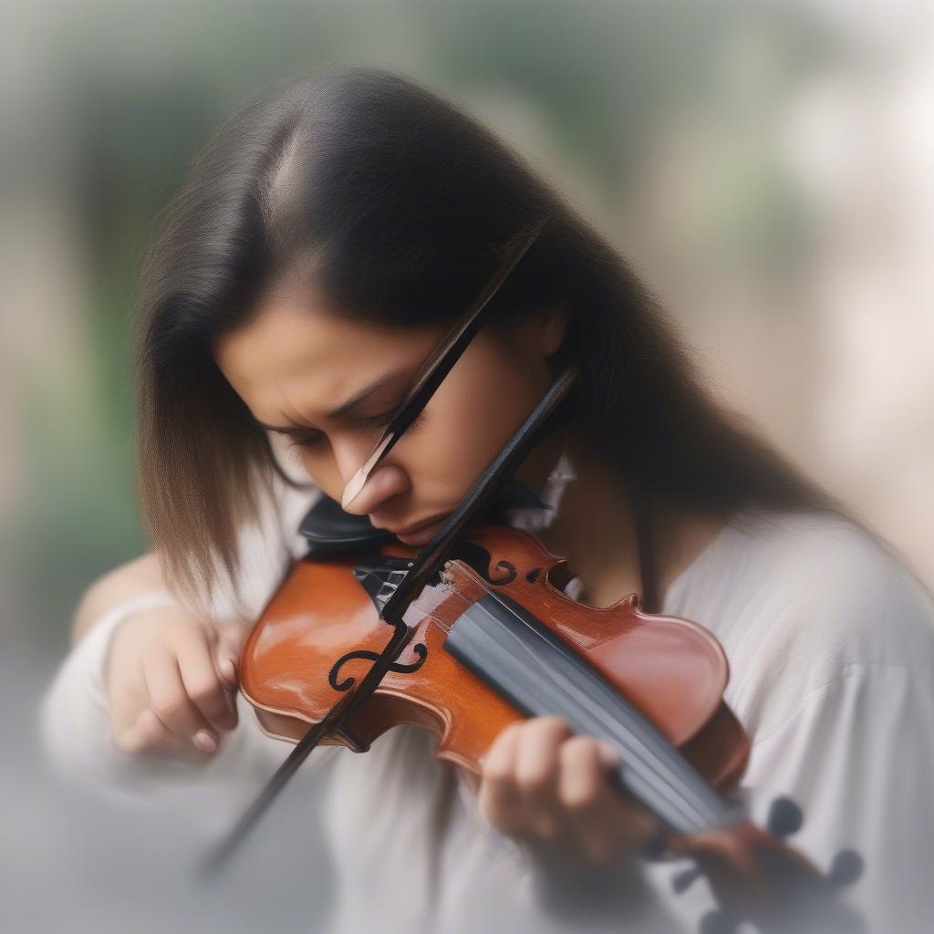 Violinist Expressing Heartbreak Through Music