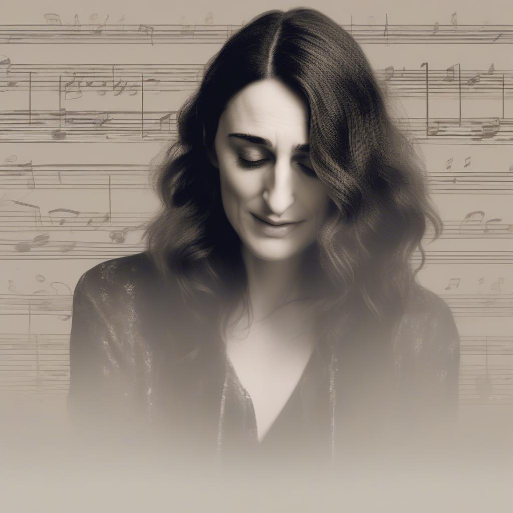 Sara Bareilles passionately playing the piano, showcasing her musical talent and connection to her instrument.