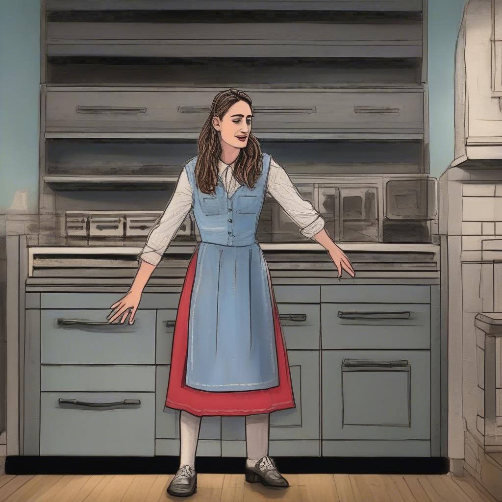 Sara Bareilles performing "She Used to Be Mine" in the Broadway musical Waitress, captivating the audience with her emotional delivery.