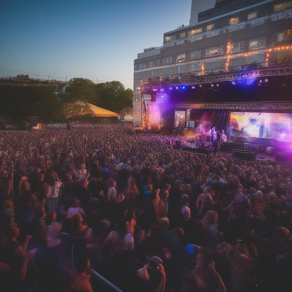 Crowd at the 2017 Seaport Music Festival enjoying the music