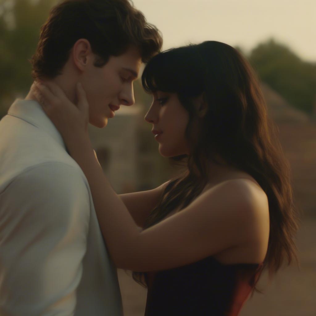 Shawn Mendes and Camila Cabello in the music video for "Señorita".