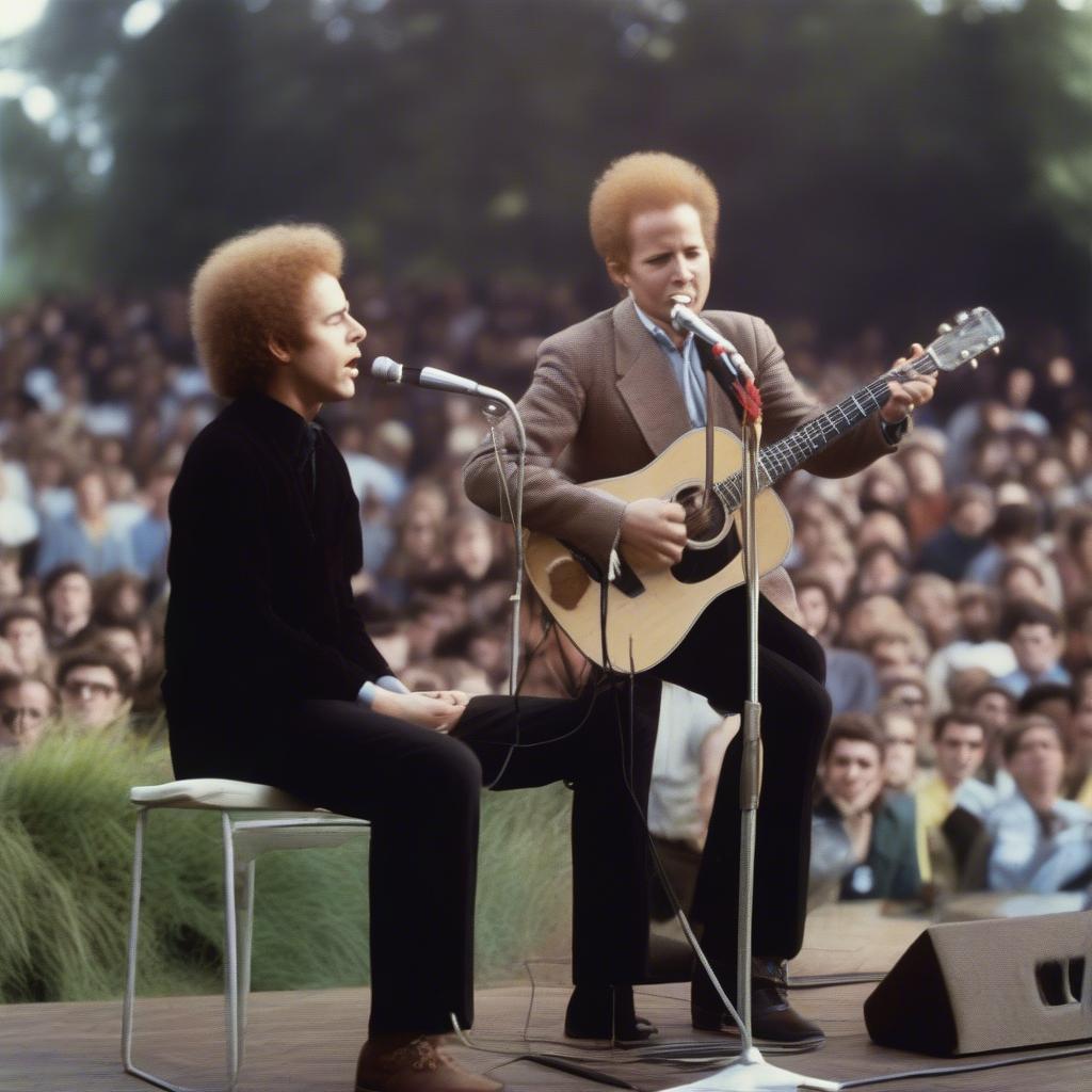 Simon and Garfunkel performing "Mrs. Robinson"