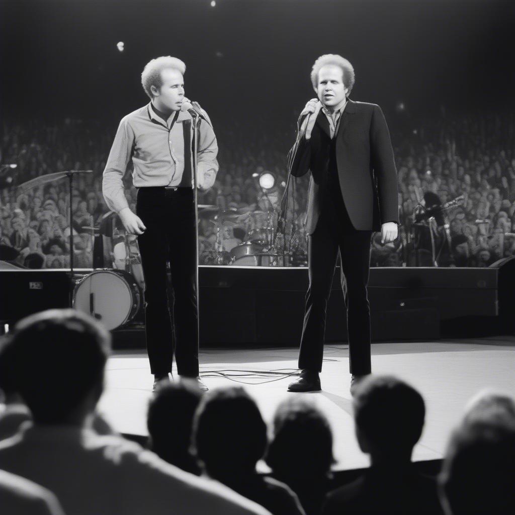 Simon & Garfunkel performing live in concert