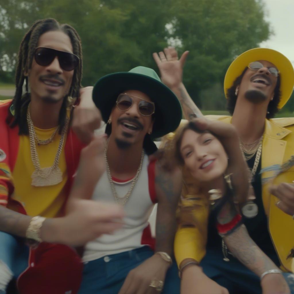 Snoop Dogg, Wiz Khalifa, and Bruno Mars in the Young, Wild & Free music video