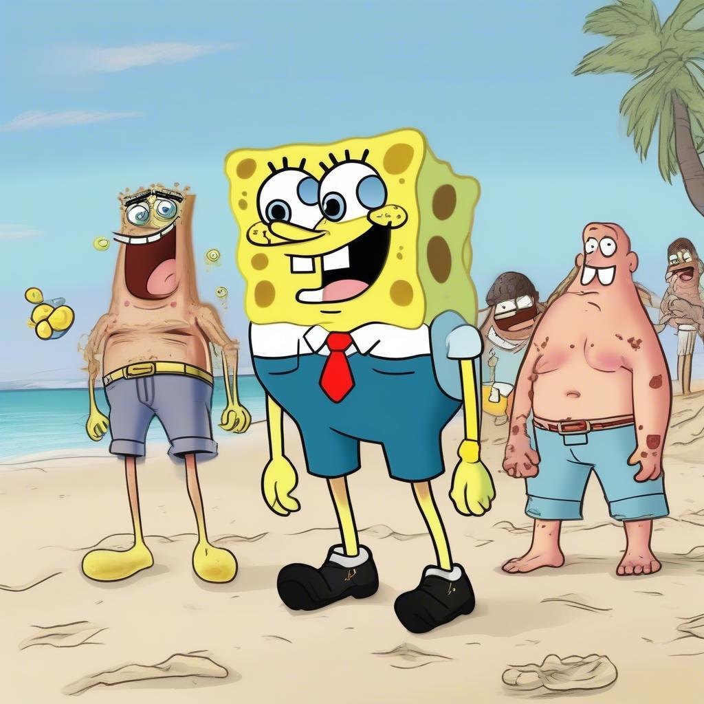 SpongeBob Ripped Pants on the Beach