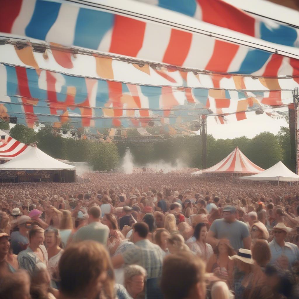 Crowds enjoying a country music festival in the summer of 2017