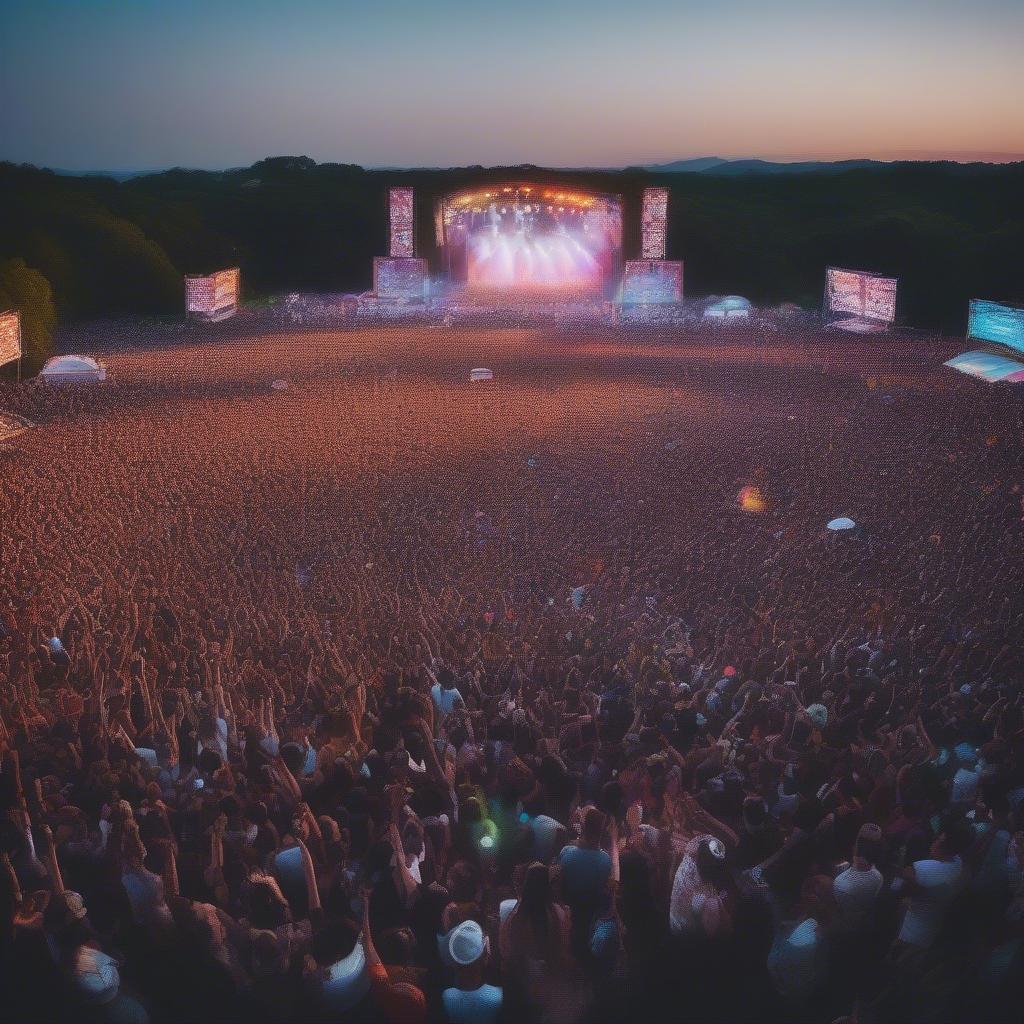 Summer Music Festival: A large crowd enjoying a live performance at a music festival