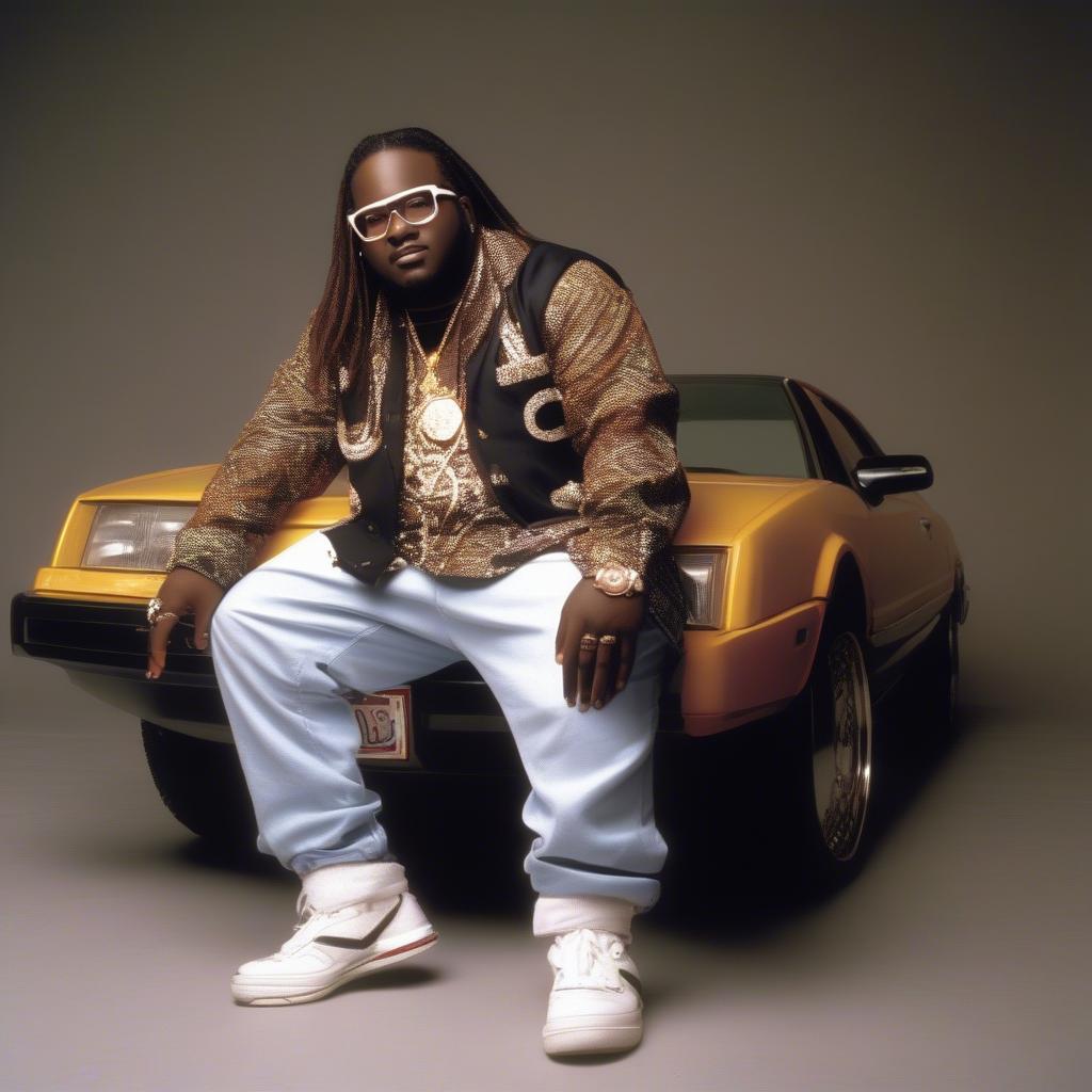 T-Pain in his early career days, posing for a photo shoot.