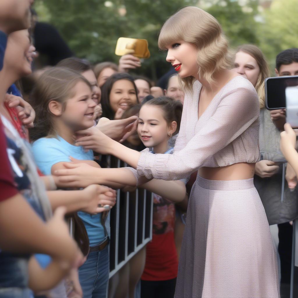 Taylor Swift meeting fans at a meet-and-greet