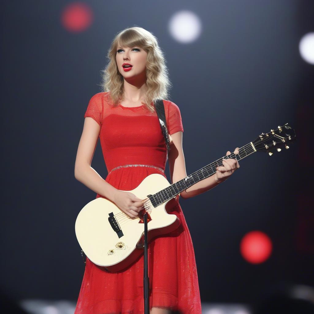 Taylor Swift performing during the Red Tour