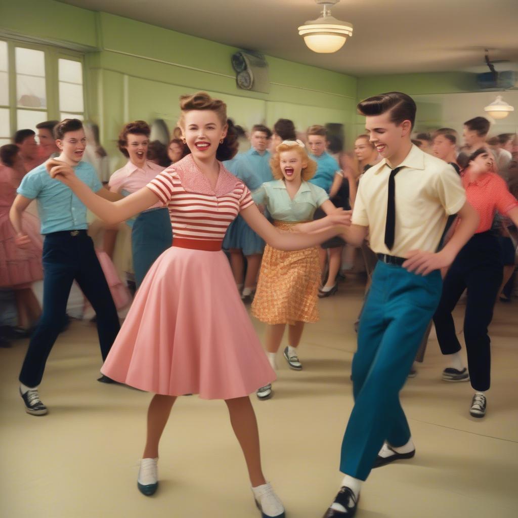 Teenagers Dancing at a Sock Hop