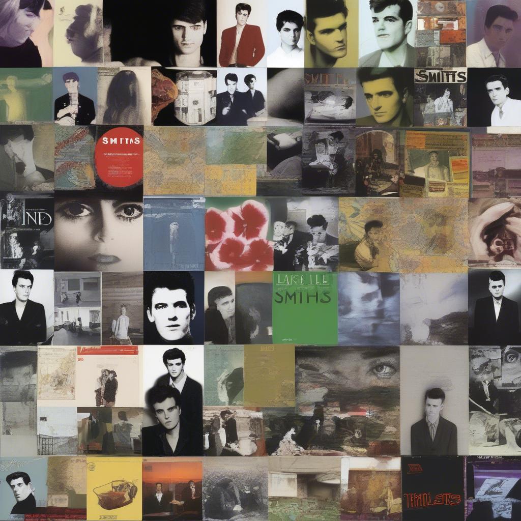 The Smiths' iconic album covers showcasing their unique aesthetic