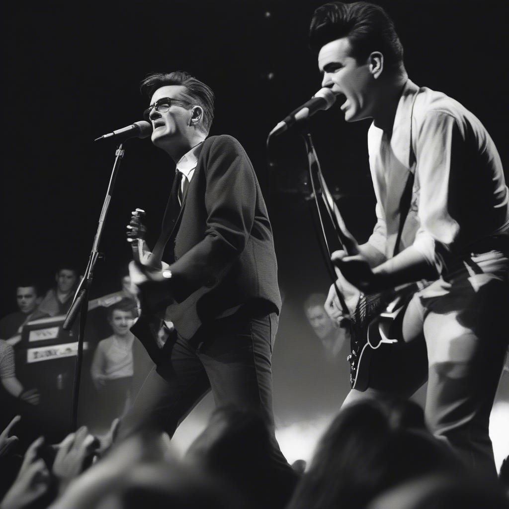 The Smiths performing live on stage