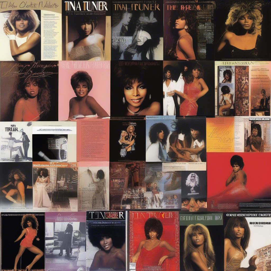 A collage of Tina Turner's most iconic album covers