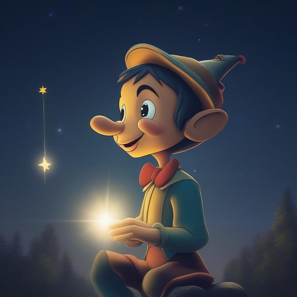 Pinocchio wishing on a star