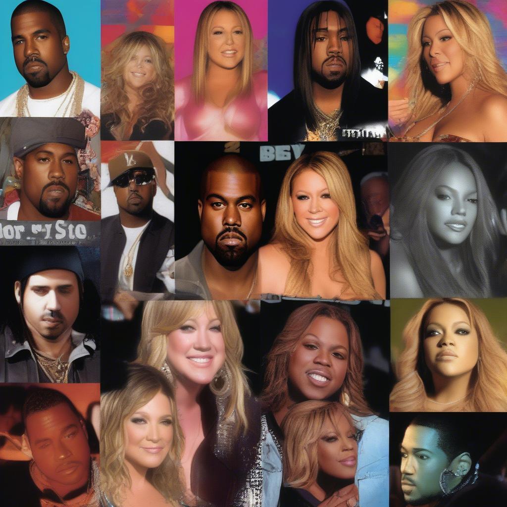 Top Artists of 2005: A collage featuring images of the most popular artists from the summer of 2005, including representatives from various genres like hip-hop, R&B, pop, and rock.