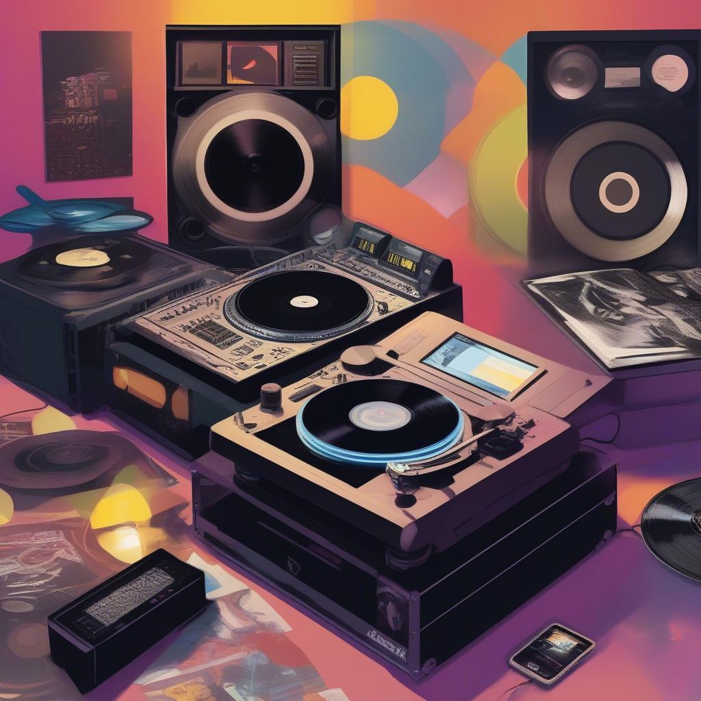 Top Club Hits of 1999: Vinyl Records, DJ Turntables, and Flashing Lights