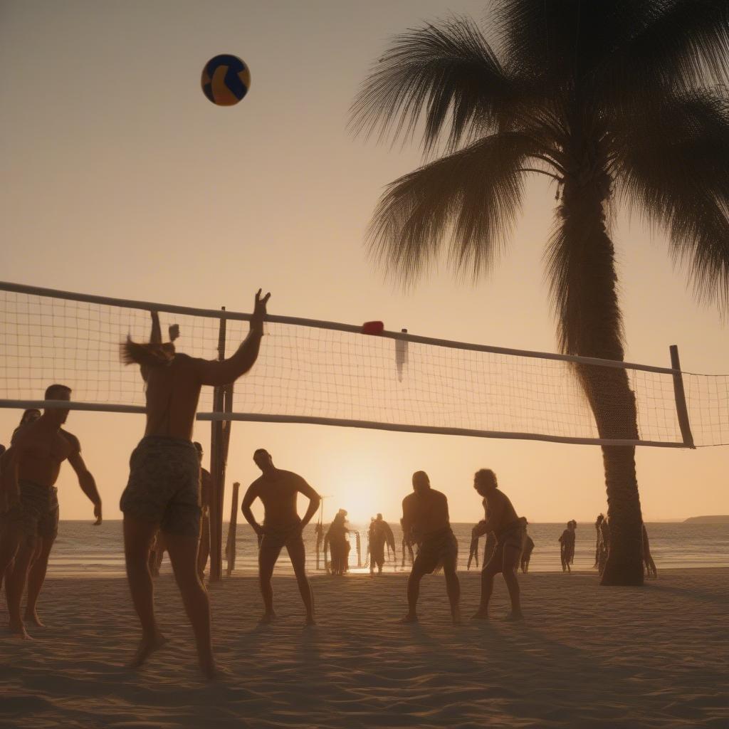 Top Gun Maverick Beach Scene with Volleyball Game