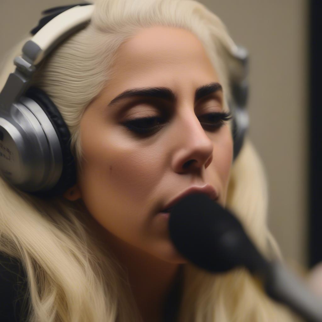 Lady Gaga recording "Hold My Hand" for Top Gun: Maverick