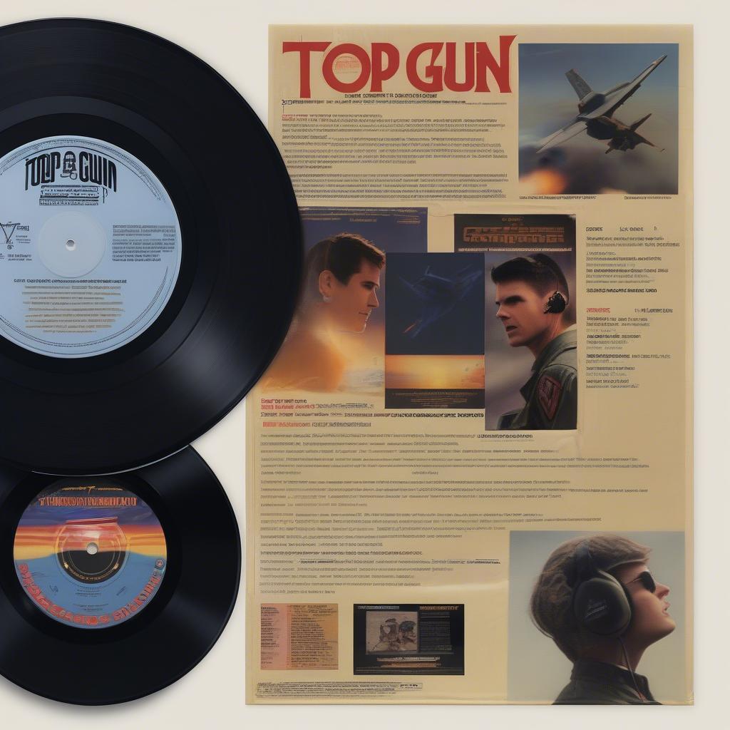 A vintage vinyl record of the Top Gun soundtrack.