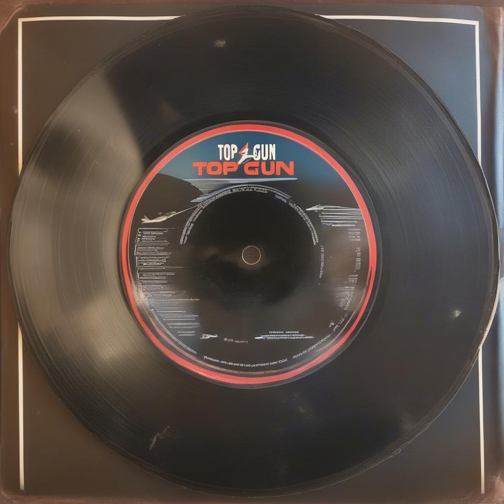 Vintage vinyl record of the original Top Gun soundtrack