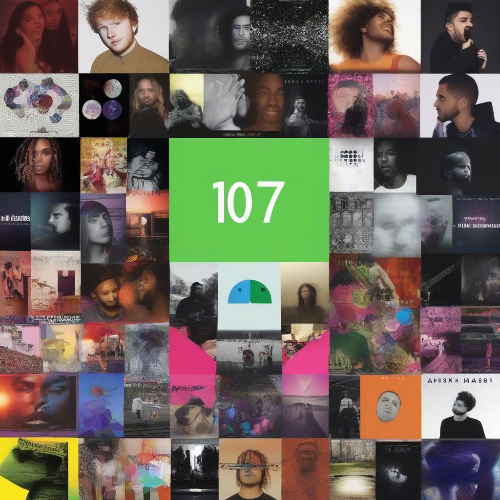 Top Hits of 2017: A visual collage featuring album covers and artist photos representing the most popular songs on Spotify in 2017.