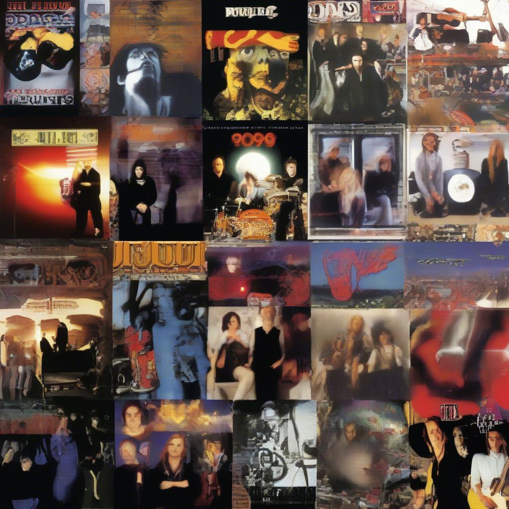 A montage of album covers from popular alternative rock bands of 1996