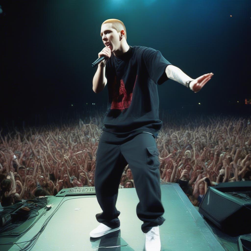 Eminem in concert during the early 2000s