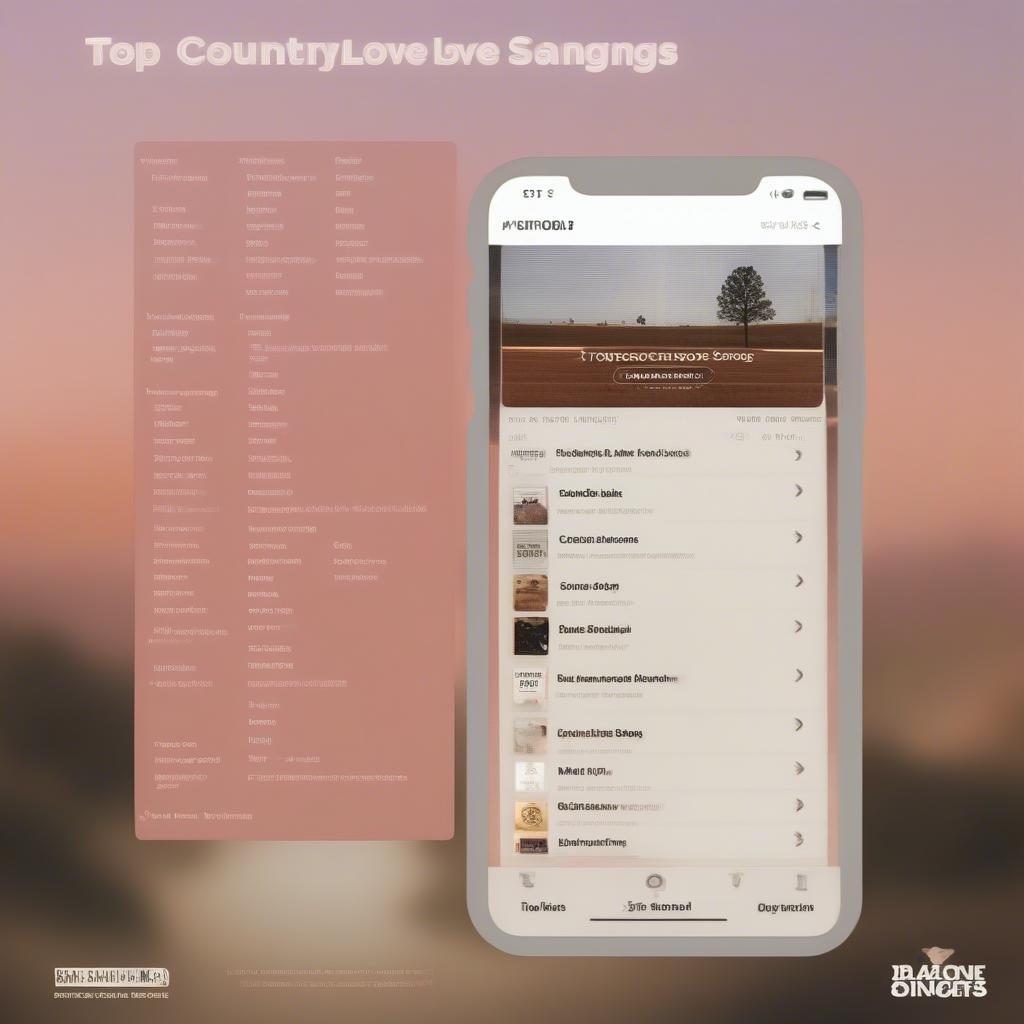 A playlist of top ten country love songs