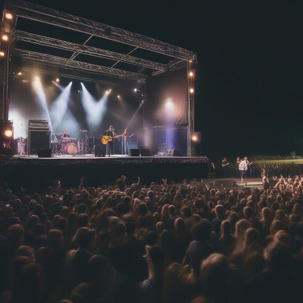 A band performing on a smaller stage at the 2019 Truck Festival