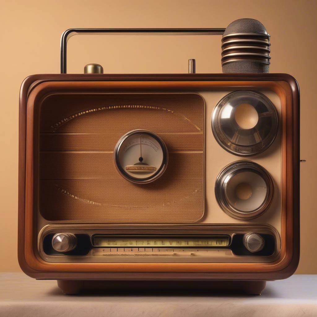 A vintage radio playing music in 1964