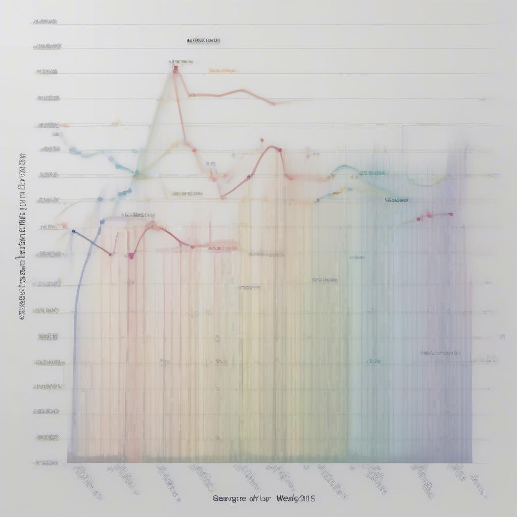 UK Music Charts 2015 Analysis: A line graph illustrating the weekly fluctuations in popularity of the top 40 songs, showing the competition and trends throughout the year.