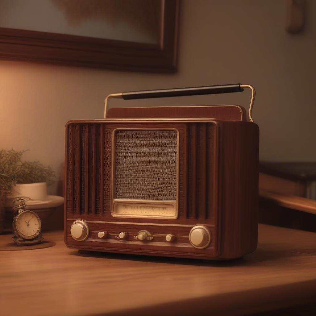 Vintage radio playing romantic music