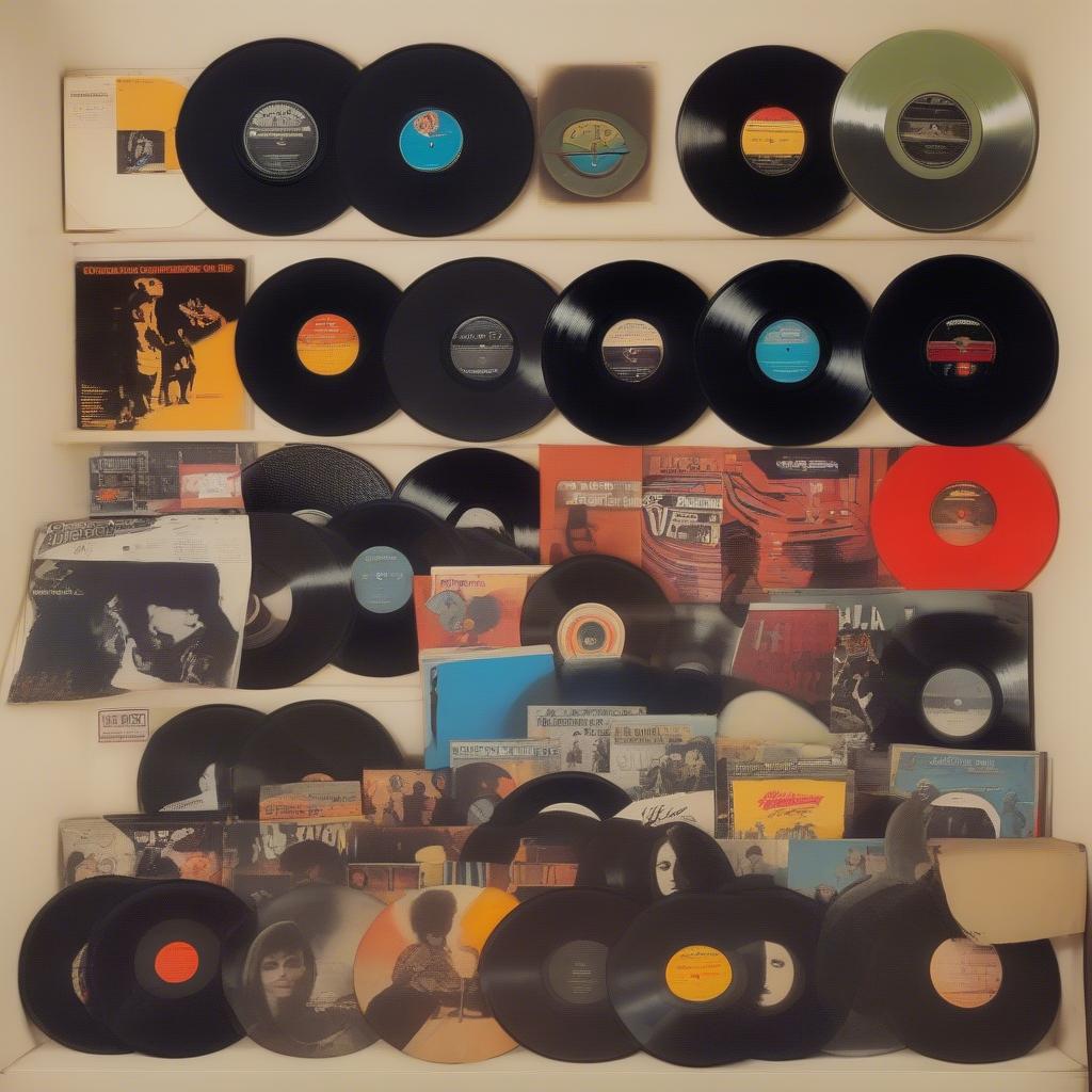 Vintage Vinyl Record Collection of 1960s Rock Music