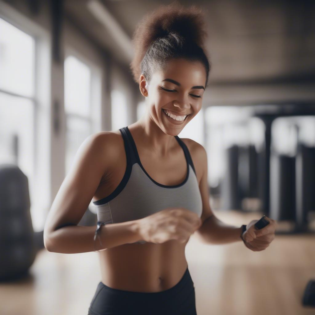 Woman Listening to Music and Working Out