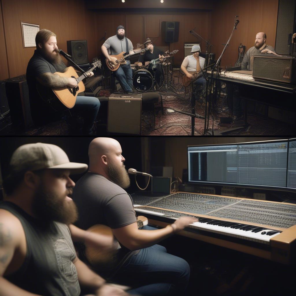 Zac Brown Band recording in a studio